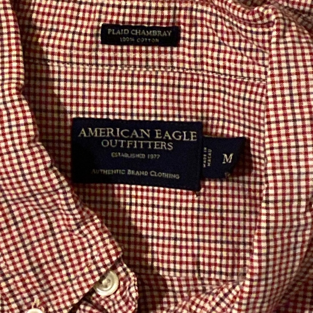 American Eagle Outfitter’s 100% Cotton Men’s Button-down Lonh-sleeve Size:M EUC - Picture 2 of 4